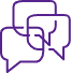 3 purple chat bubble icons